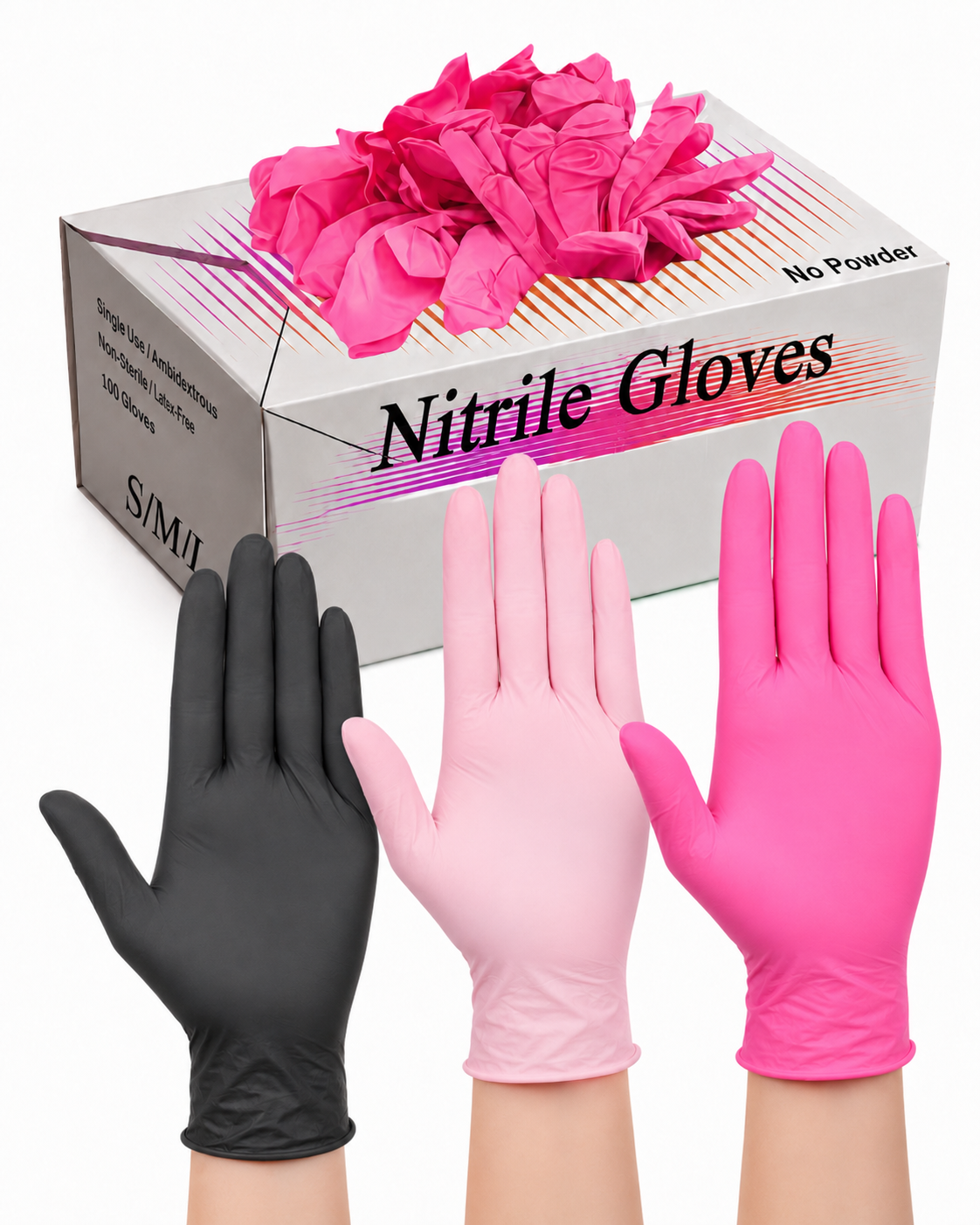 Disposable Gloves Pink / Black 100PCS